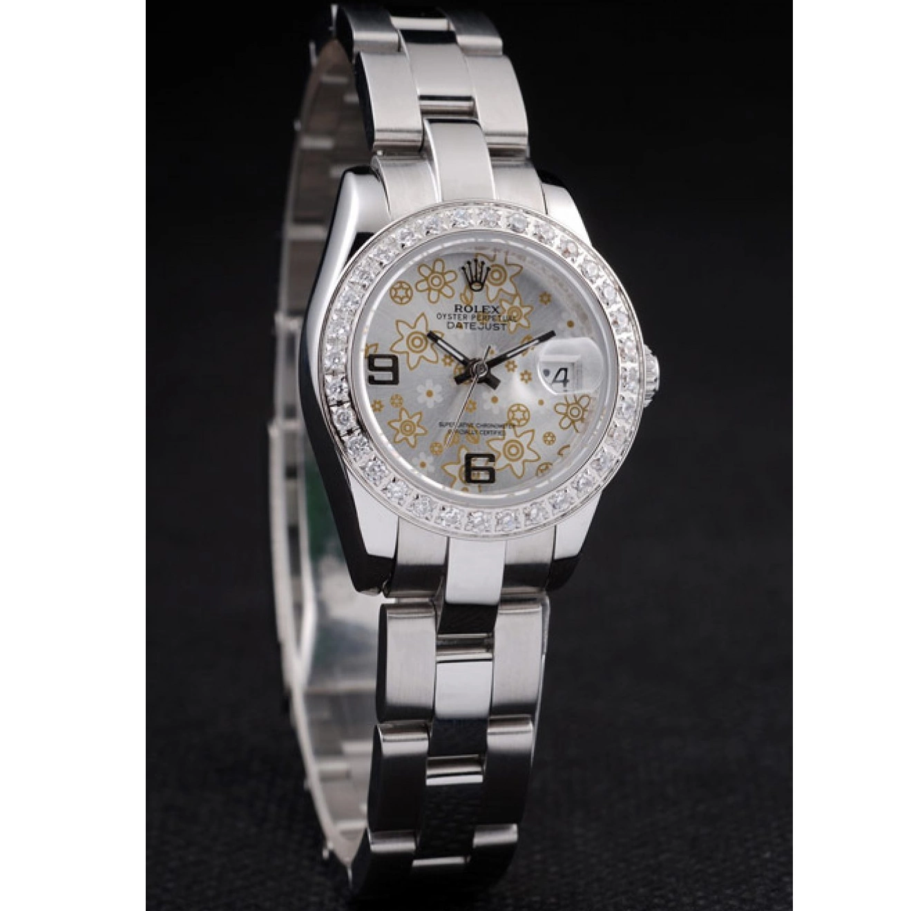 Rolex copies cheap Silver Rolex Datejust 98082 Plated Steel Dial Stainless Polished Diamond Flowers 0718
